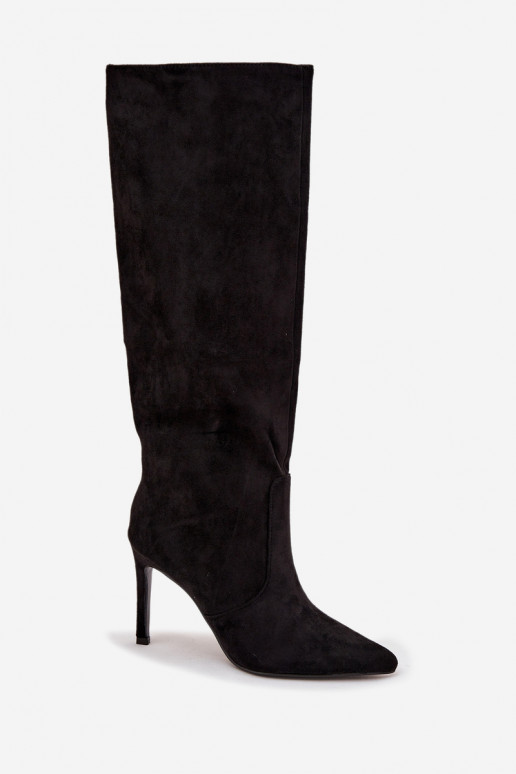 réchauffer bottes pour femmes avec des talons finsen daim écologiqueu couleur noire Rosavine