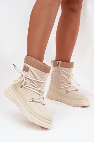 Bottes de neige Lee Cooper LCJ-25-44-3931 en sable avec tige pour femmes 2