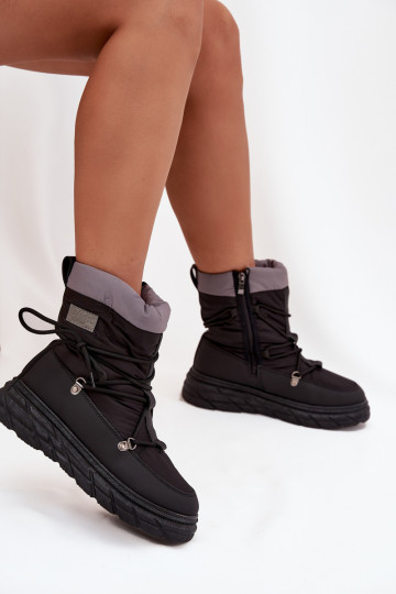 Bottes de neige Lee Cooper LCJ-25-44-3930 en noir avec tige pour femmes