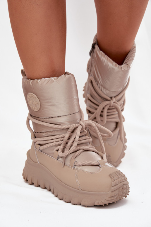 Peau Bottes de neige avec une plateforme Lee Cooper LCJ-25-12-3663 beige-couleur dorée Peau Bottes de neige avec une plateforme Lee Cooper LCJ-25-12-3663 beige-couleur dorée