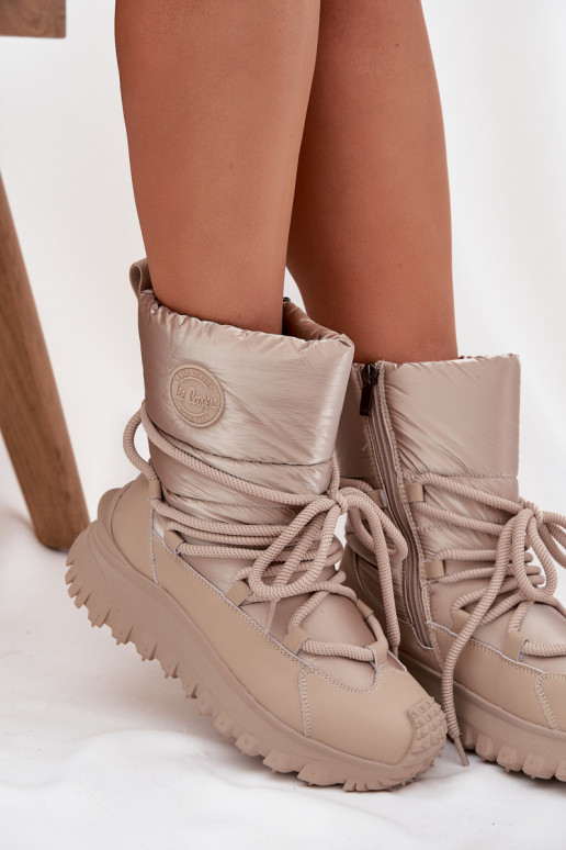 Peau Bottes de neige avec une plateforme Lee Cooper LCJ-25-12-3663 beige-couleur dorée Peau Bottes de neige avec une plateforme Lee Cooper LCJ-25-12-3663 beige-couleur dorée