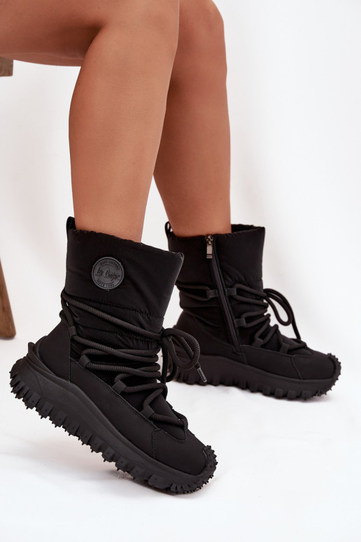 Peau Bottes de neige avec une plateforme Lee Cooper LCJ-25-12-3660 couleur noire Peau Bottes de neige avec une plateforme Lee Cooper LCJ-25-12-3660 couleur noire