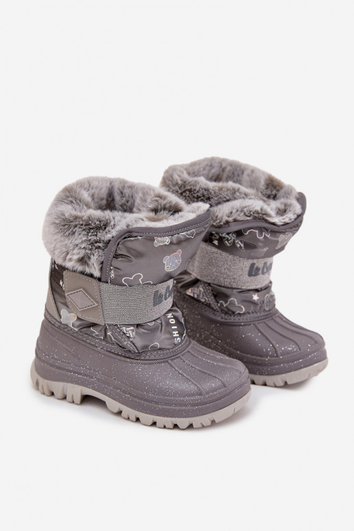 Bottes de neige pour enfants avec un manteau de fourrure avec attaches adhésives Lee Cooper LCJ-25-10-3788 couleur grise