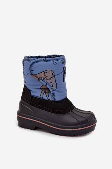 Bottes de neige pour enfants Lee Cooper LCJ-25-10-3774 en bleu avec attaches velcro