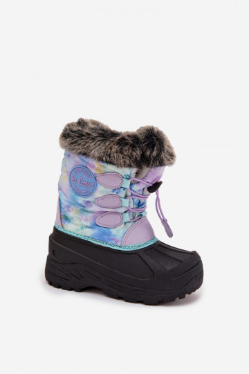 Bottes de neige pour enfants Lee Cooper LCJ-25-10-3778 en violet avec fourrure et élastiques