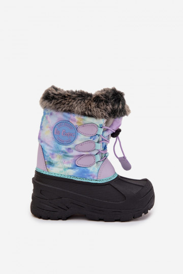 Bottes de neige pour enfants Lee Cooper LCJ-25-10-3778 en violet avec fourrure et élastiques 2