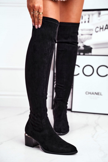 Bottes hautes en daim écologique couleur noire Can't Stop 2