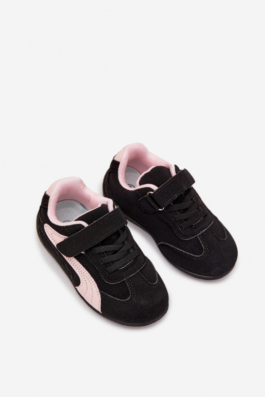 chaussures Baskets pour enfantsavec fermoir adhésifem Noir et-couleur rose Perrin