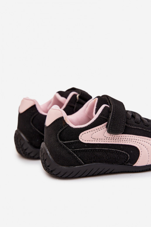 chaussures Baskets pour enfantsavec fermoir adhésifem Noir et-couleur rose Perrin