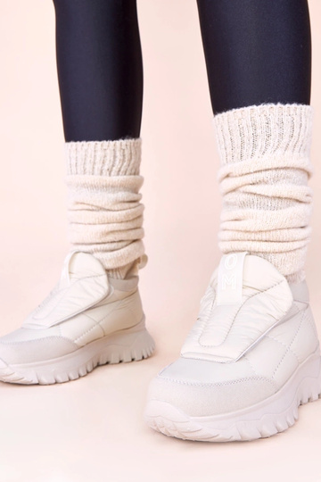 Bottes de neige grises pour femmes avec fermeture auto-agrippante Penny