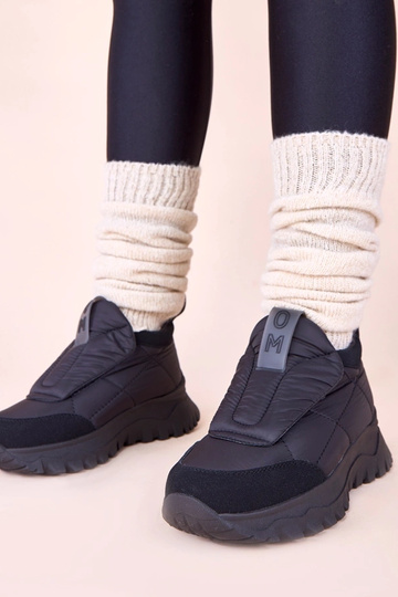Bottes de neige noires pour femmes avec fermeture auto-agrippante Penny
