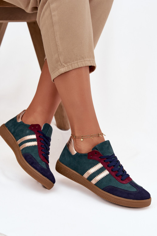 Zazoo N1068 en daim Faible Chaussures modèle baskets Féminin ButelkoÀa Zieleń