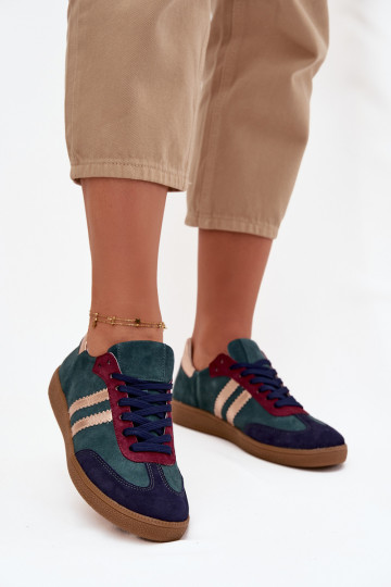 Zazoo N1068 en daim Faible Chaussures modèle baskets Féminin ButelkoÀa Zieleń 2