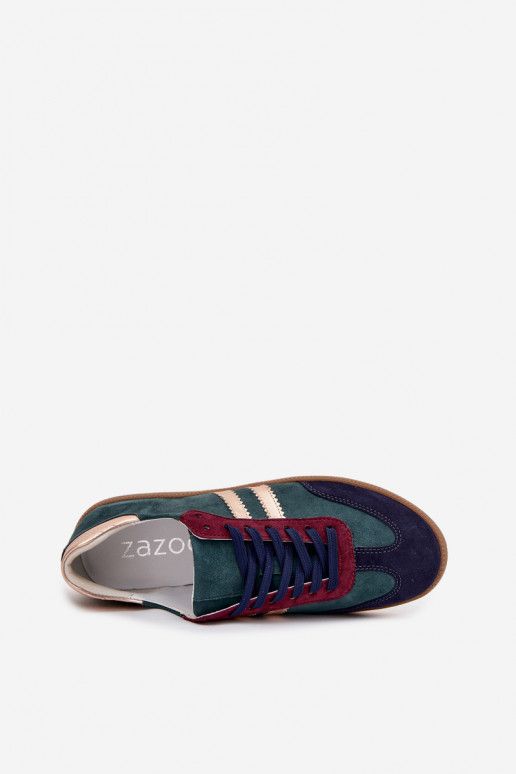 Zazoo N1068 en daim Faible Chaussures modèle baskets Féminin ButelkoÀa Zieleń