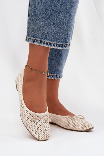 Ballerines avec nœud et petit nœud couleur ivoire Belirra 2