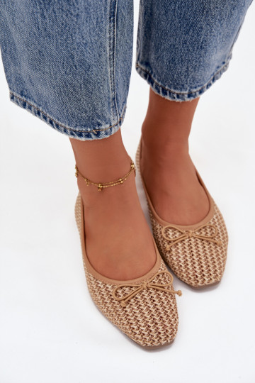 Ballerines avec nœud et petit nœud marron Belirra