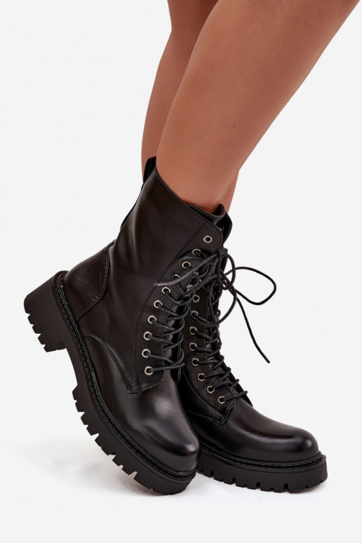 Bottines de travail Féminin en cuir écologique couleur noire Calesia