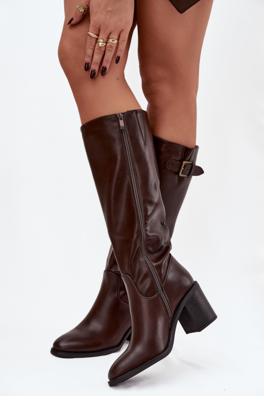 bottes pour femmes avec des talons avec boucles CzekoladoÀe Brenira