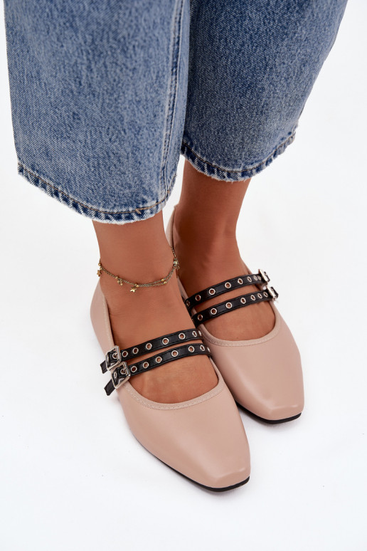 Ballerines Féminin avec des bandes beige Deliora