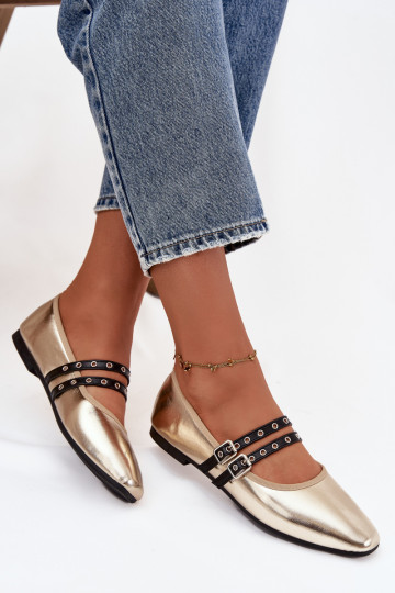 Ballerines pour femmes avec lanières couleur or Deliora