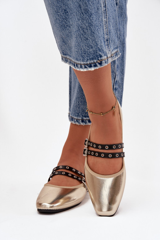 Ballerines Féminin avec des bandes couleur dorée Deliora