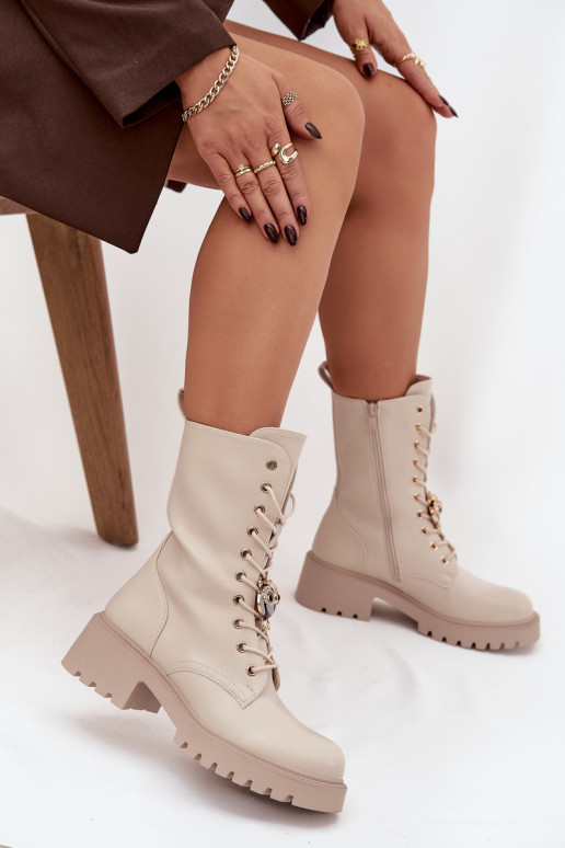 Bottines de travail Féminin avec des ornements beige Jorayne