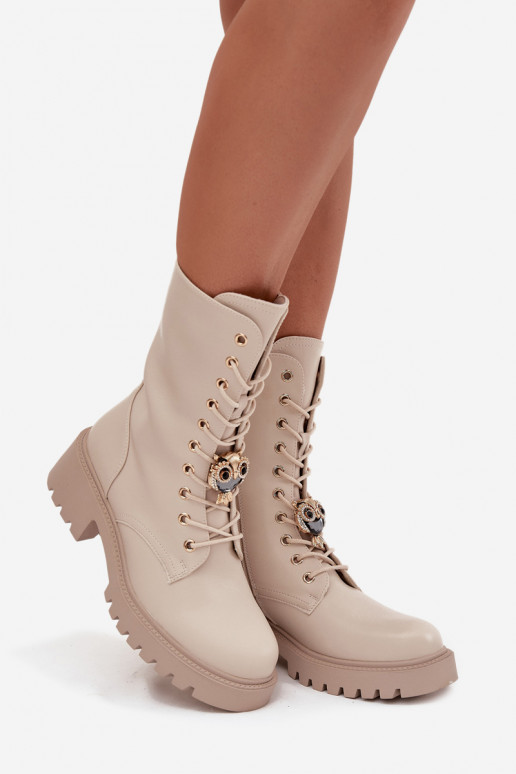 Bottines de travail Féminin avec des ornements beige Jorayne