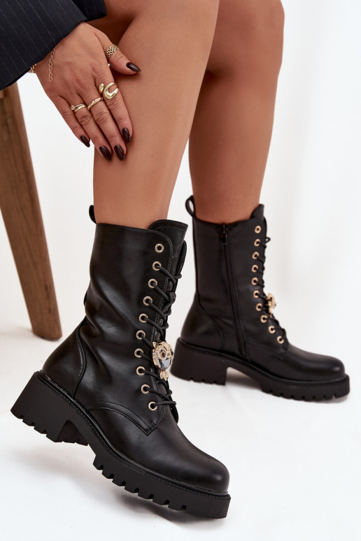 Bottines de travail Féminin avec des ornements couleur noire Jorayne