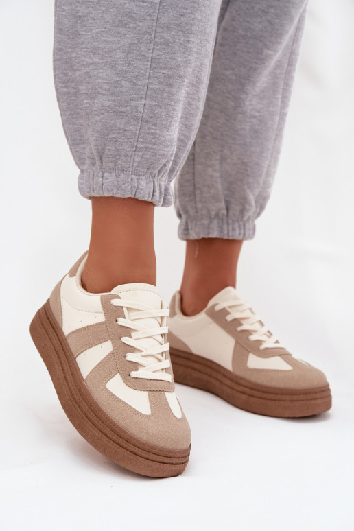 Chaussures modèle baskets Féminin avec une plateforme beige Dovina