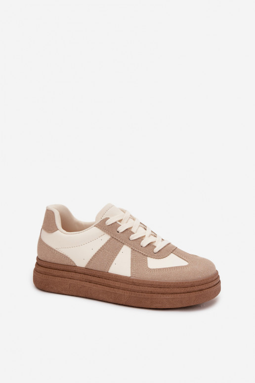 Chaussures modèle baskets Féminin avec une plateforme beige Dovina