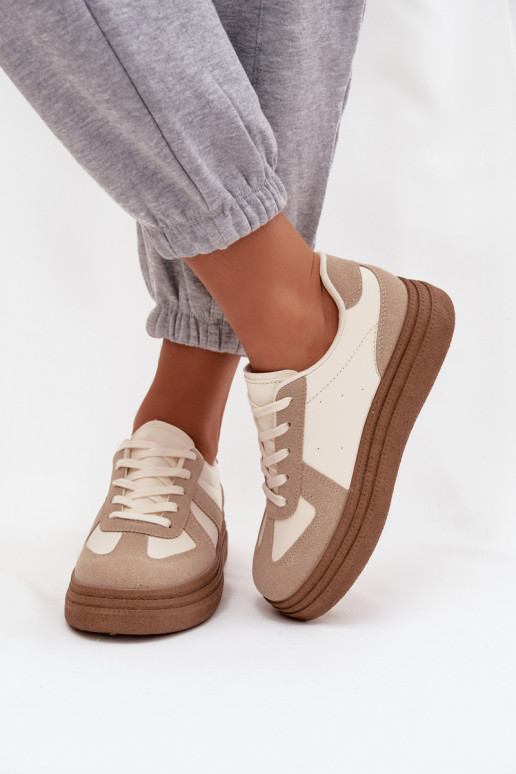 Chaussures modèle baskets Féminin avec une plateforme beige Dovina