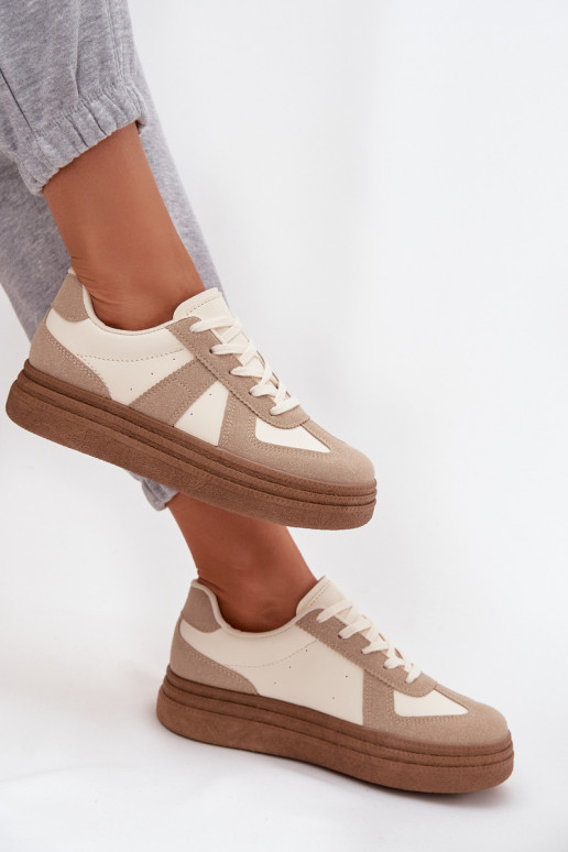 Chaussures modèle baskets Féminin avec une plateforme beige Dovina