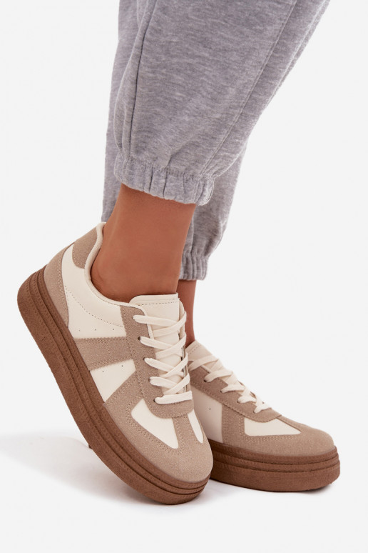 Chaussures modèle baskets Féminin avec une plateforme beige Dovina