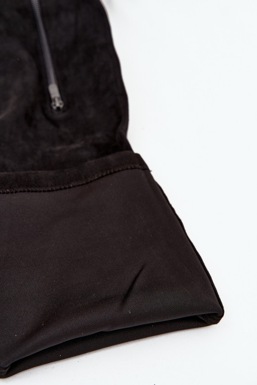 bottes avec des talons et plateforme au-dessus du genou en daim écologiqueoÀe couleur noire Amareen