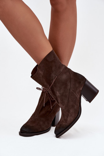Bottines en suédine pour femmes "Zazoo 1151" couleur chocolat