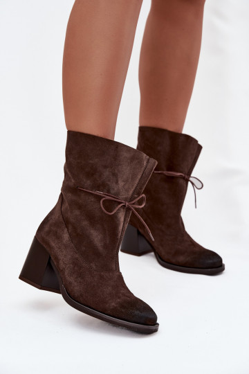 Bottines en suédine pour femmes "Zazoo 1151" couleur chocolat 2