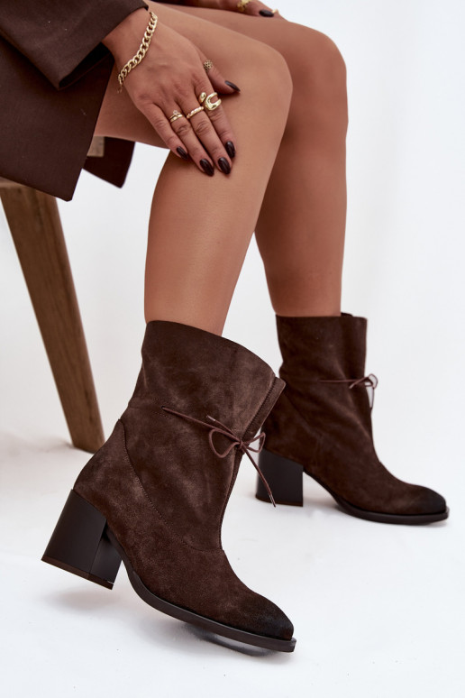 Peau en daim Bottes pour femmes Zazoo 1151 CzekoladoÀe