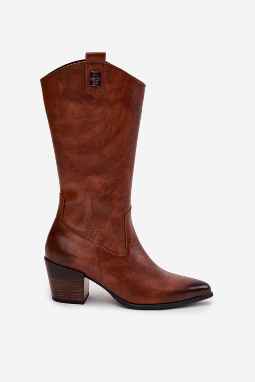 Peau bottes style coÀ-boy avec des talons réchauffer Zazoo 70155 marron