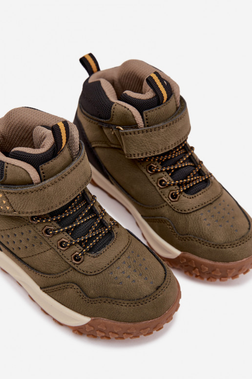 bottes de randonnée Puéril avec attaches adhésives couleur kaki Pavisse