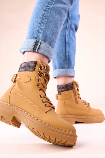 Bottines marron chaudes en simili cuir mat Selio
