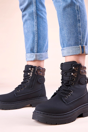 Bottines noires chaudes en simili cuir mat Selio 2