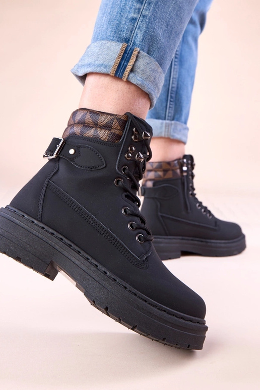 Bottines noires chaudes en simili...