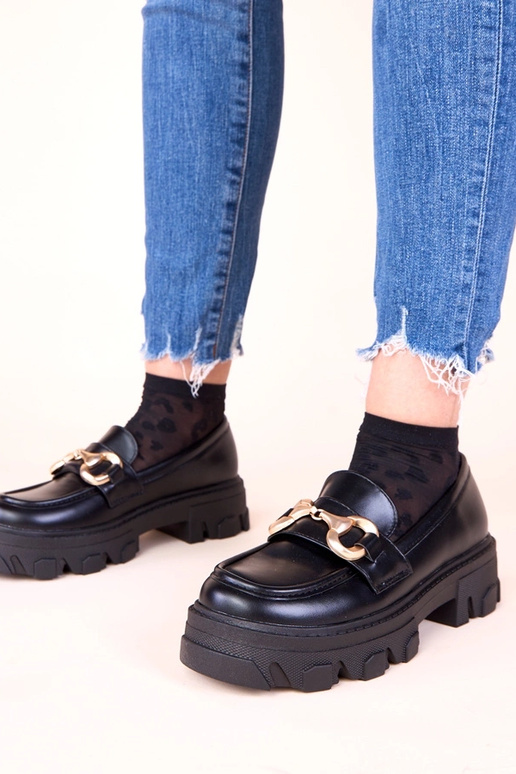 Mocassins noirs avec ornement doré Ruben