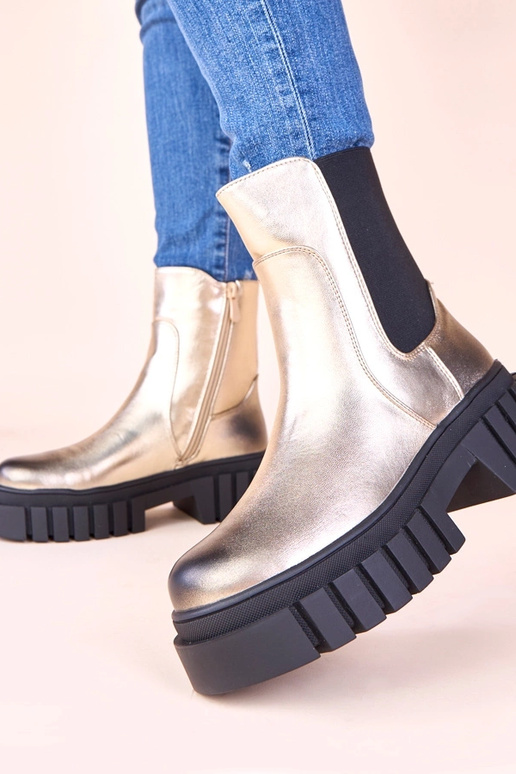 Bottines dorées sur plateforme avec...