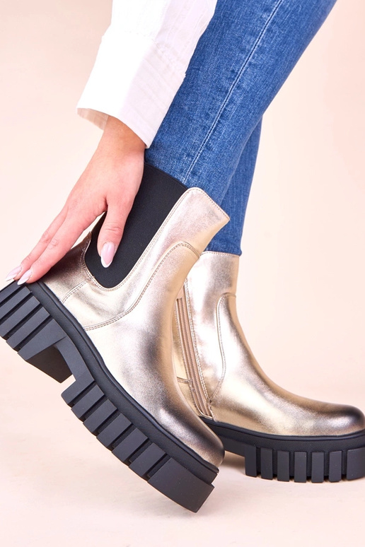 Bottines dorées sur plateforme avec...