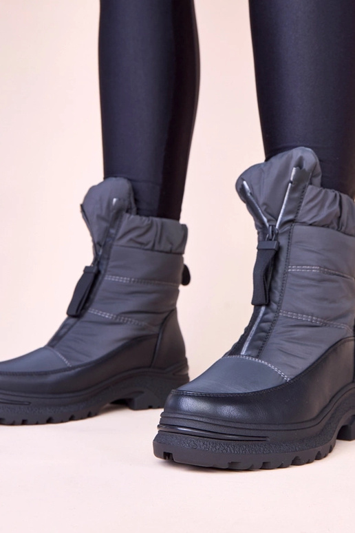 Bottes de neige grises avec fermeture...