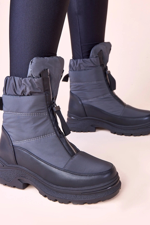 Bottes de neige grises avec fermeture...