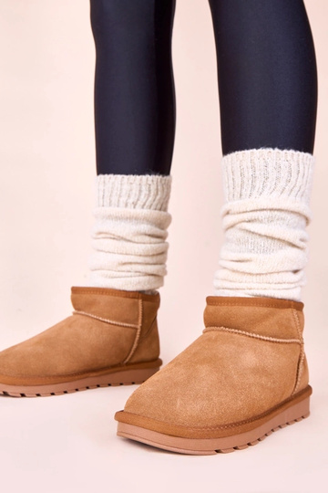 Bottes de neige marron chaudes en daim naturel avec fourrure Matilda