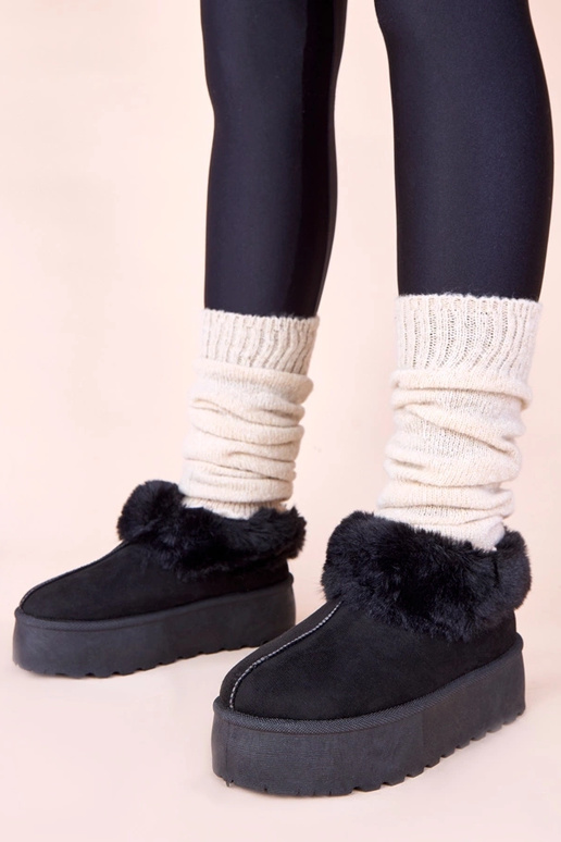 Bottes de neige noires avec fourrure...