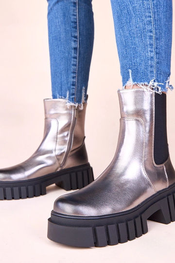 Bottines argentées sur plateforme avec bande élastique Denya